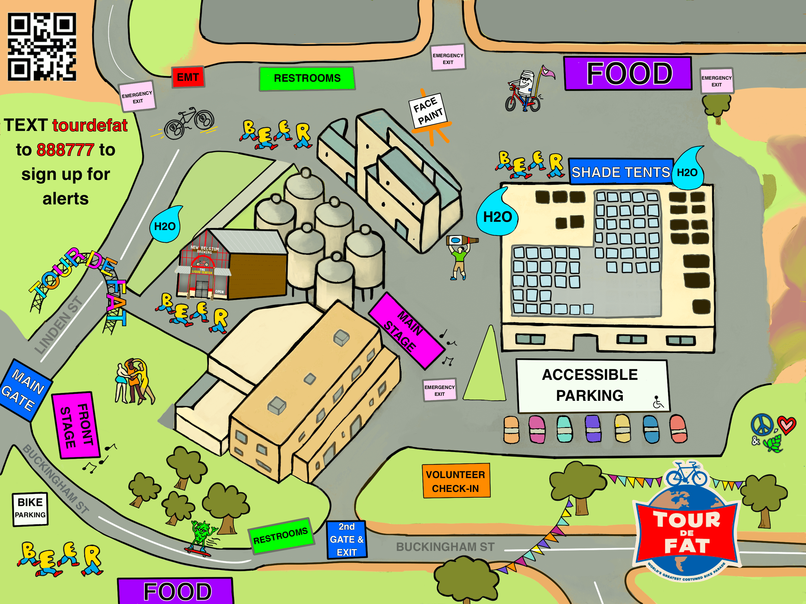Tour de Fat Fort Collins stylized map